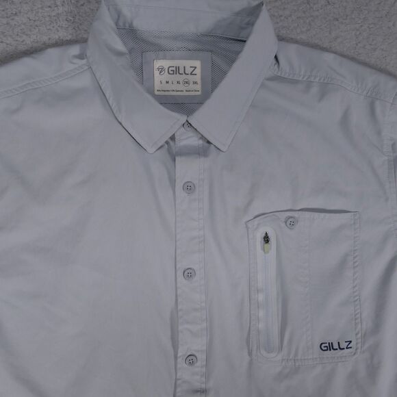 Gillz Shirt Mens XXL Gray Performance Fishing Vented Stretch Outdoor Button Up - Picture 1 of 16